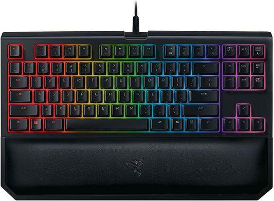 Razer BlackWidow TE Chroma V2 TKL Mechanical Gaming Keyboard with Orange Key Switches, Tactile Feedback, Chroma RGB Lighting, Magnetic Wrist Rest, and Programmable Macros in Classic Black